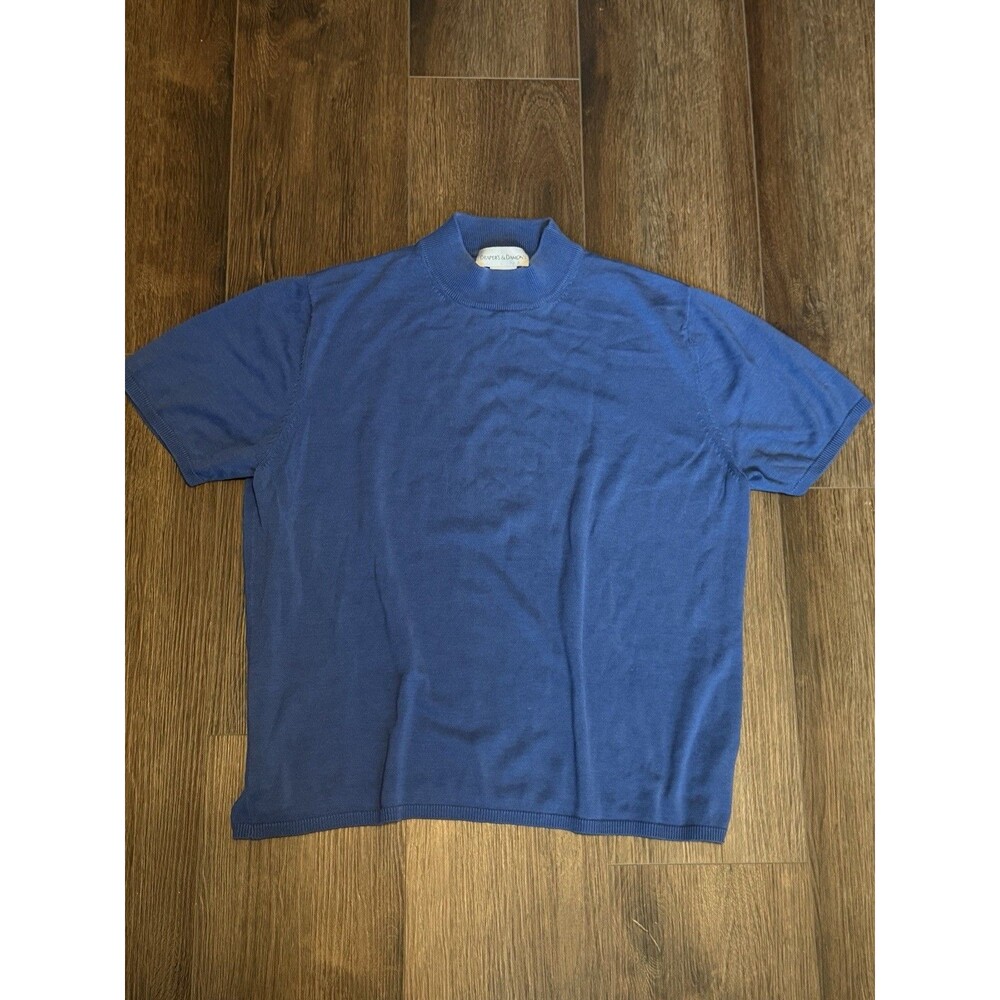 Draper's & Damon's Silk Cotton Knit Mock Neck Top Womens 1X Blue Sweater